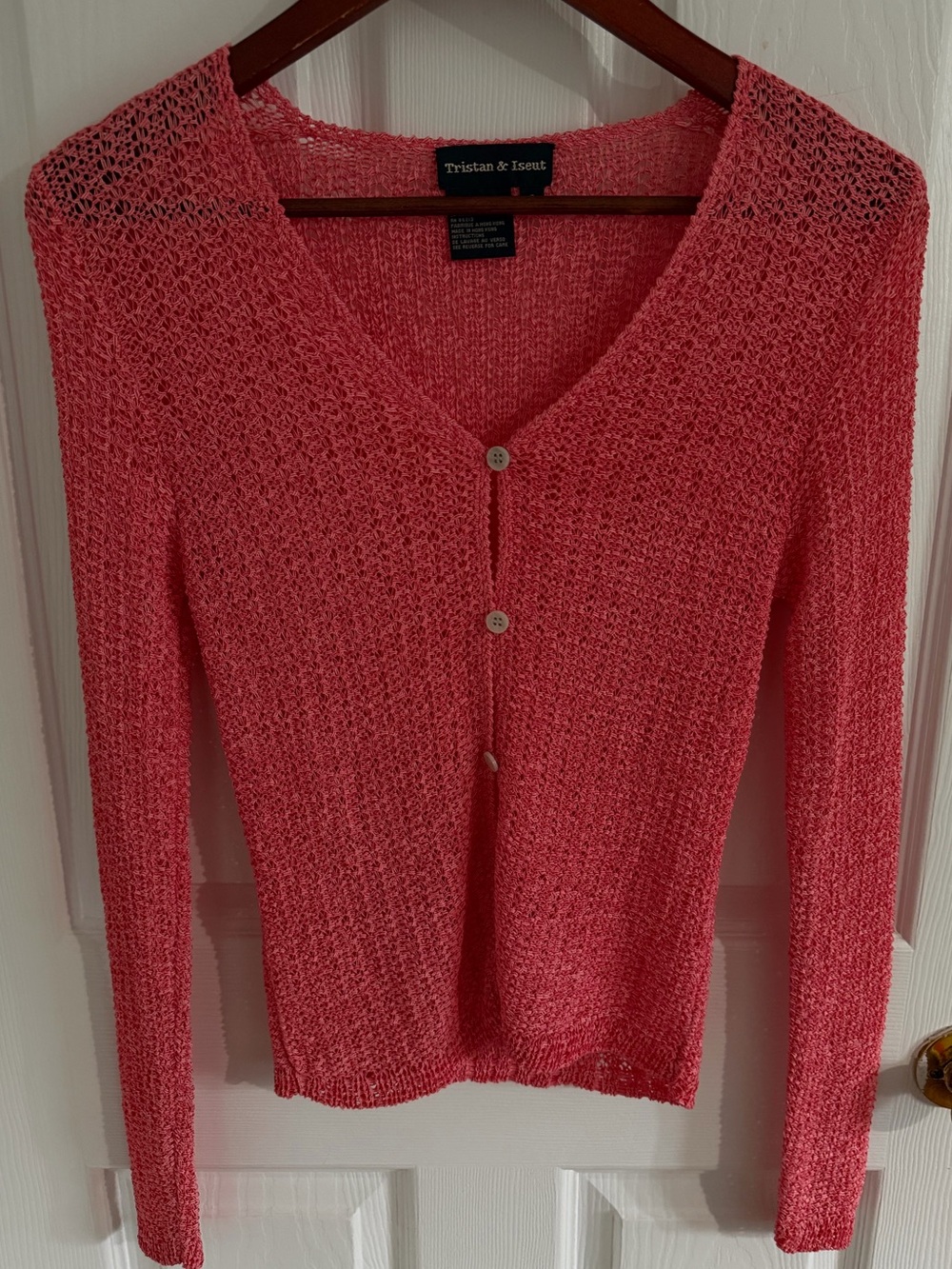 Coral Pink Lightweight V-Neck Cardigan